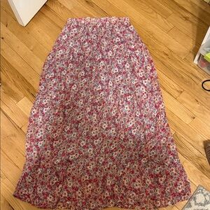 Francesca's Collections Floral Maxi Skirt - Red and White